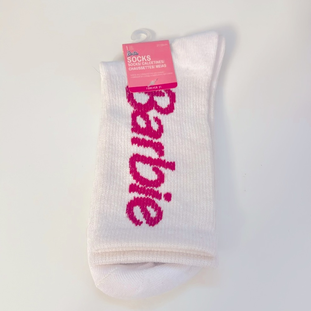 Forever 21 x Barbie Graphic Crew Socks, OS